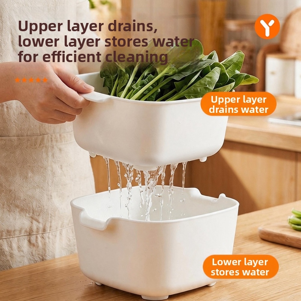 Kitchen Gadgets Organizer - سلة تصريف من طبقتين بدرجة غذائية،