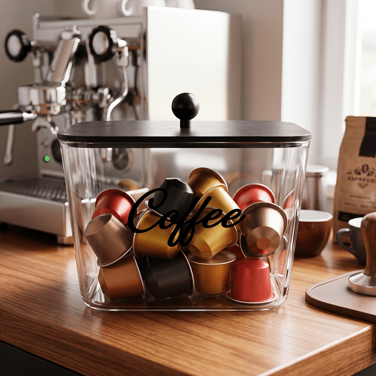 Kitchen Gadgets Organizer - حامل كبسولات القهوة مع أغطية، صندوق