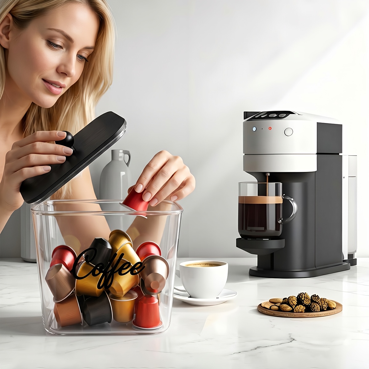 حامل كبسولات القهوة مع أغطية،  - مراجعة Kitchen Gadgets Organizer وسعره